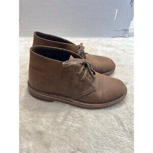 Clarks Desert Brown Leather Lace-Up Boots Size 8.5 Womens